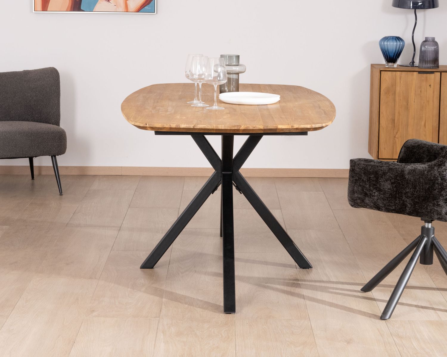 Tavolo da pranzo da barca "Bahia" da 200 cm in teak rigenerato e gambe in Mikado