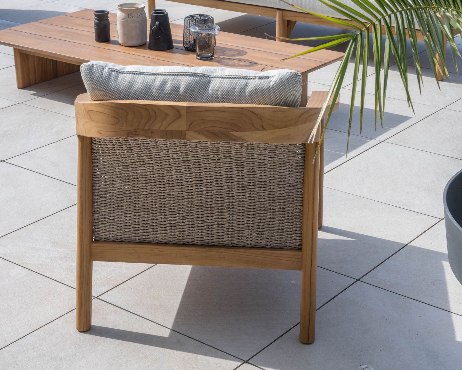 Divano e poltrone da giardino in teak naturale "Venice" a 3 posti