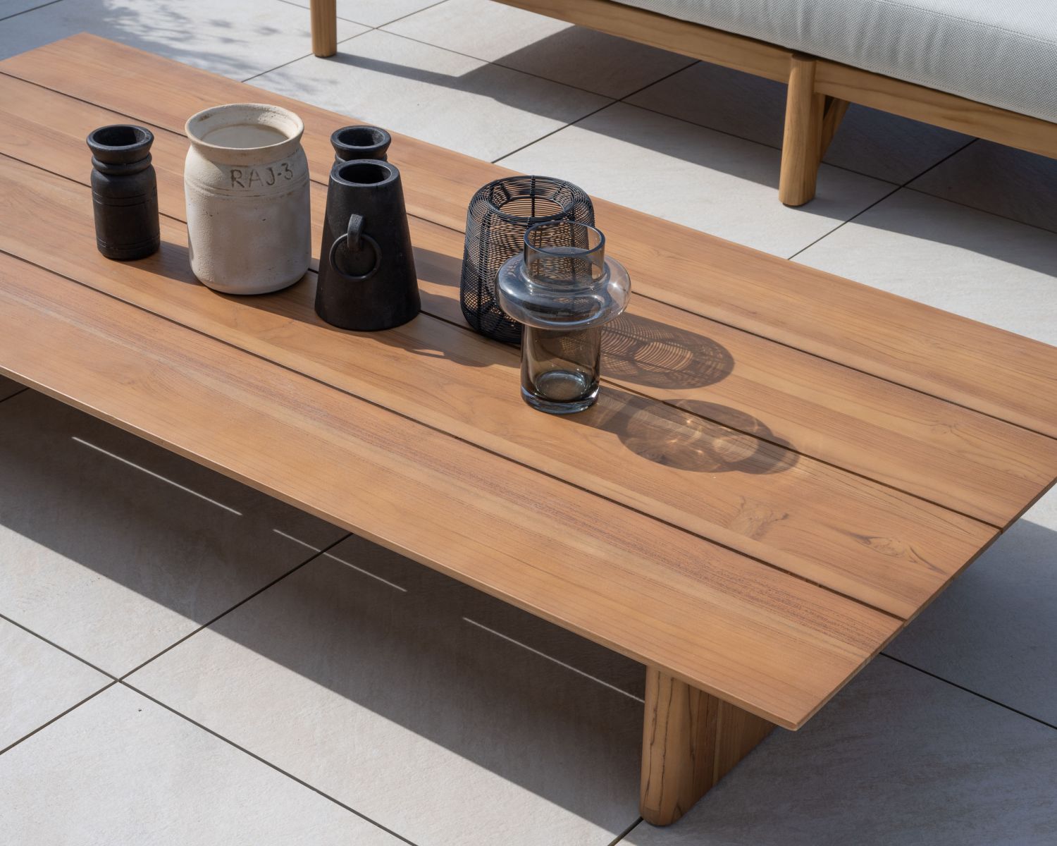 Tavolino rettangolare in teak naturale "Orchaise"