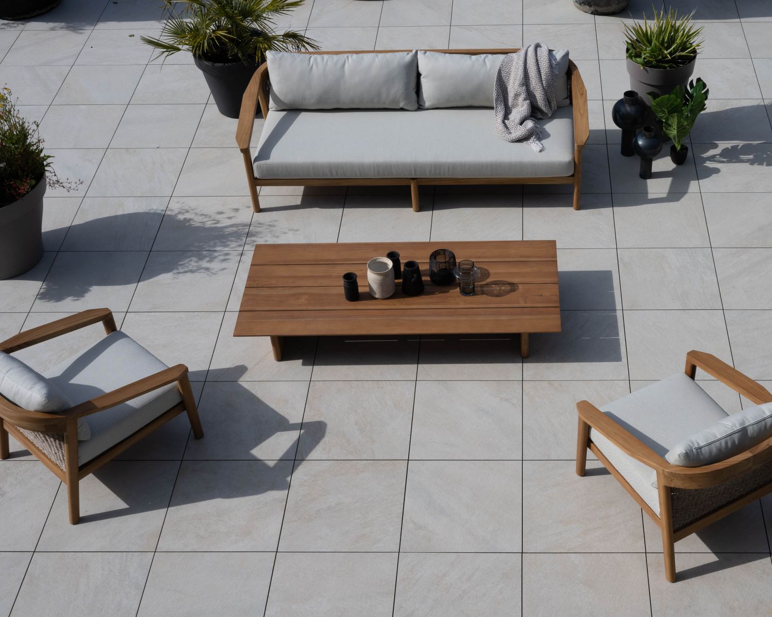 Divano e poltrone da giardino in teak naturale "Venice" a 3 posti