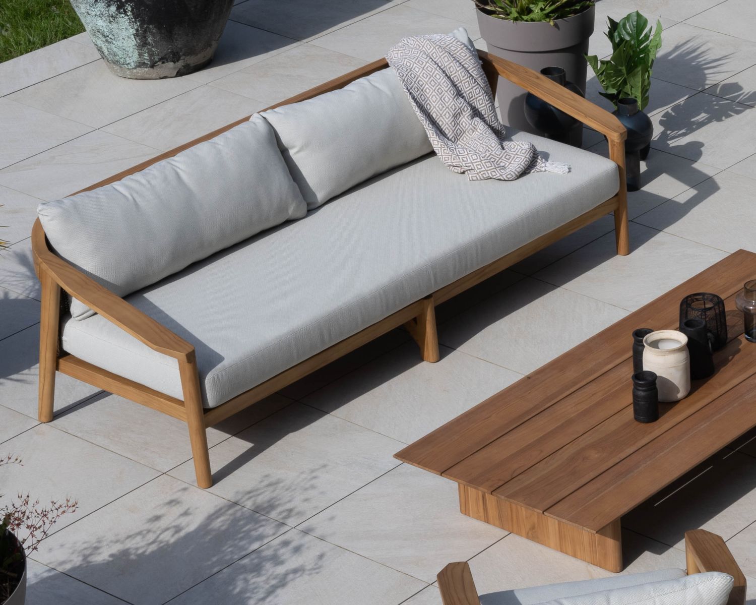 Divano e poltrone da giardino in teak naturale "Venice" a 3 posti