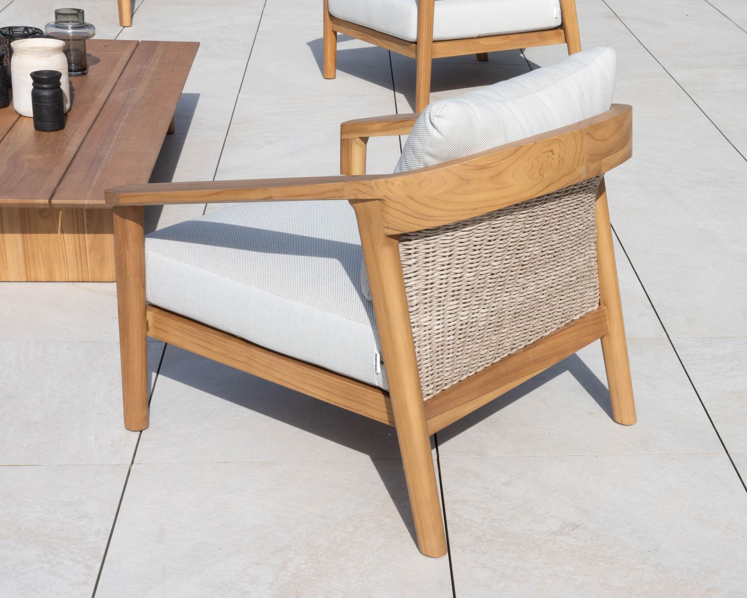 Divano e poltrone da giardino in teak naturale "Venice" a 3 posti