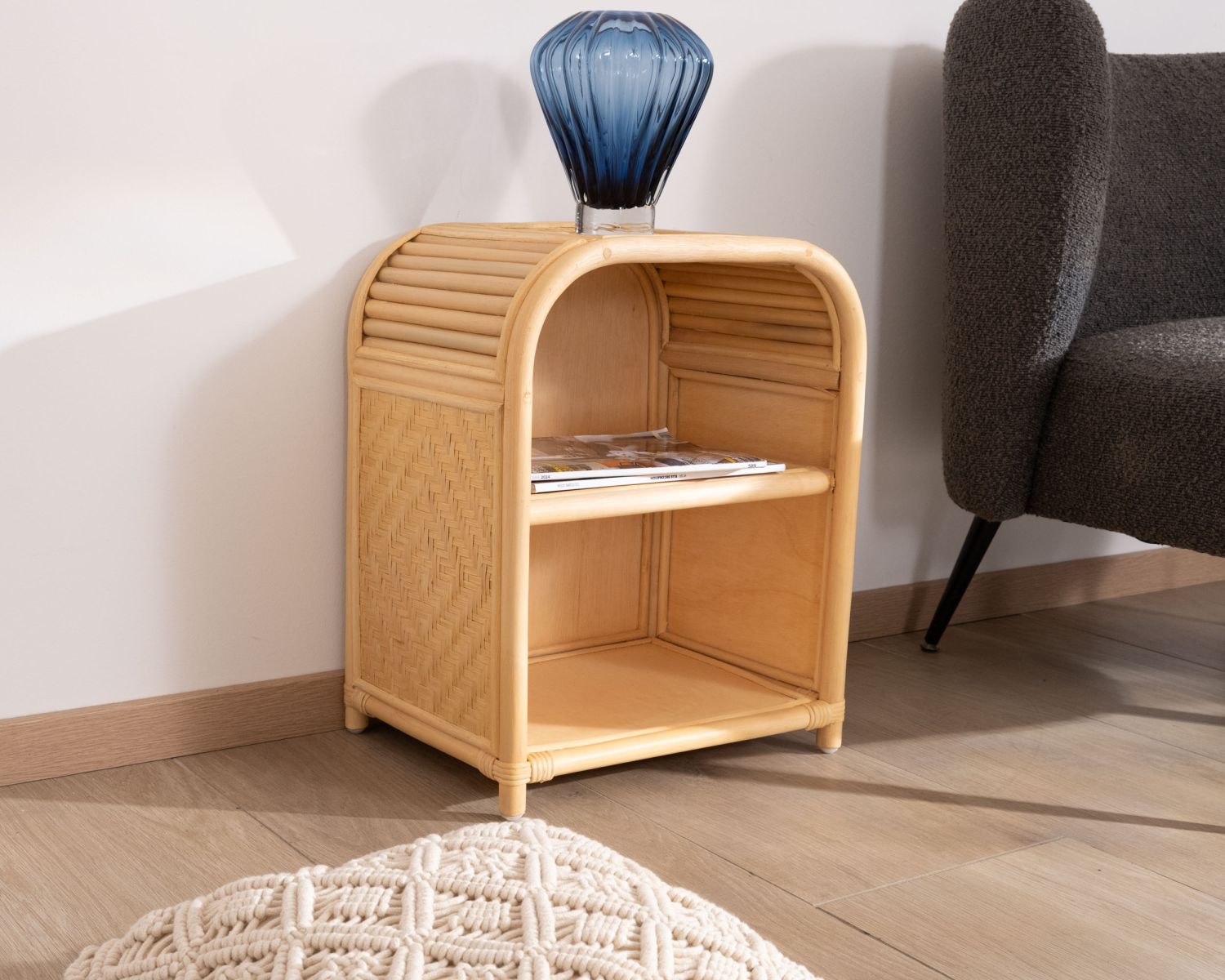 Comodino in rattan multitesturizzato "Noho