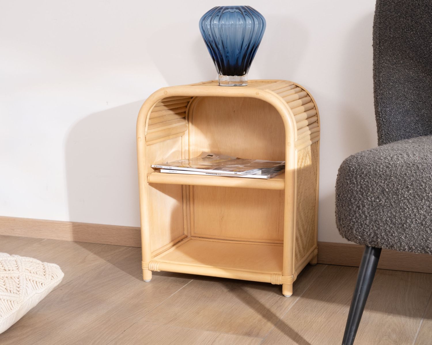 Comodino in rattan multitesturizzato "Noho