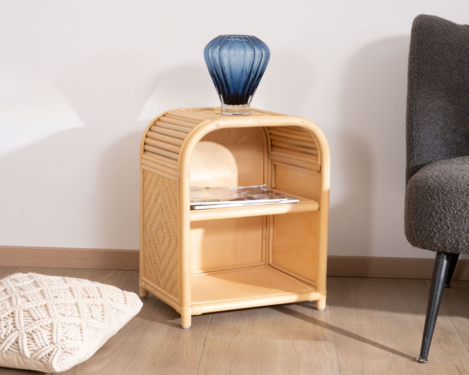 Comodino in rattan multitesturizzato "Noho