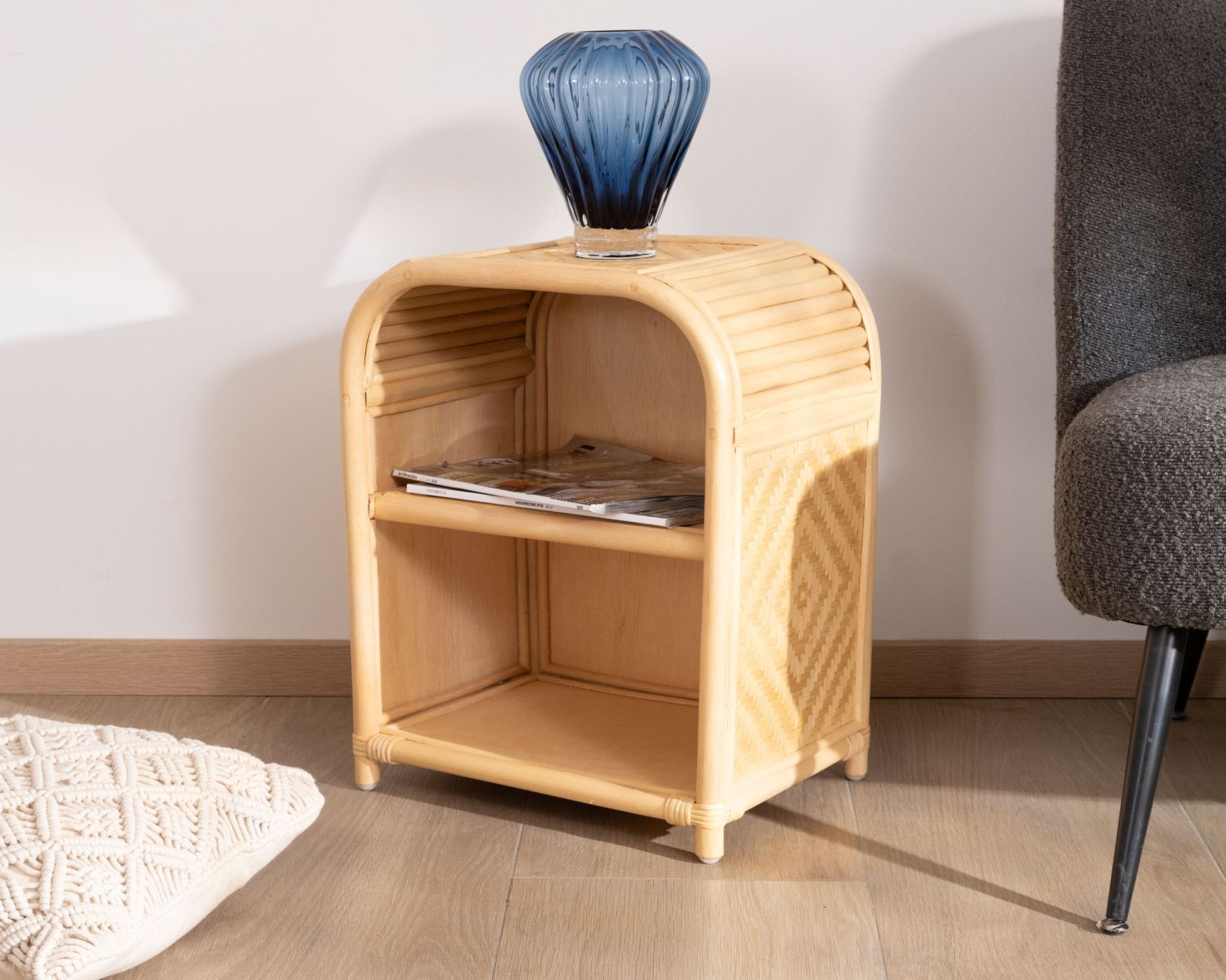 Comodino in rattan multitesturizzato "Noho