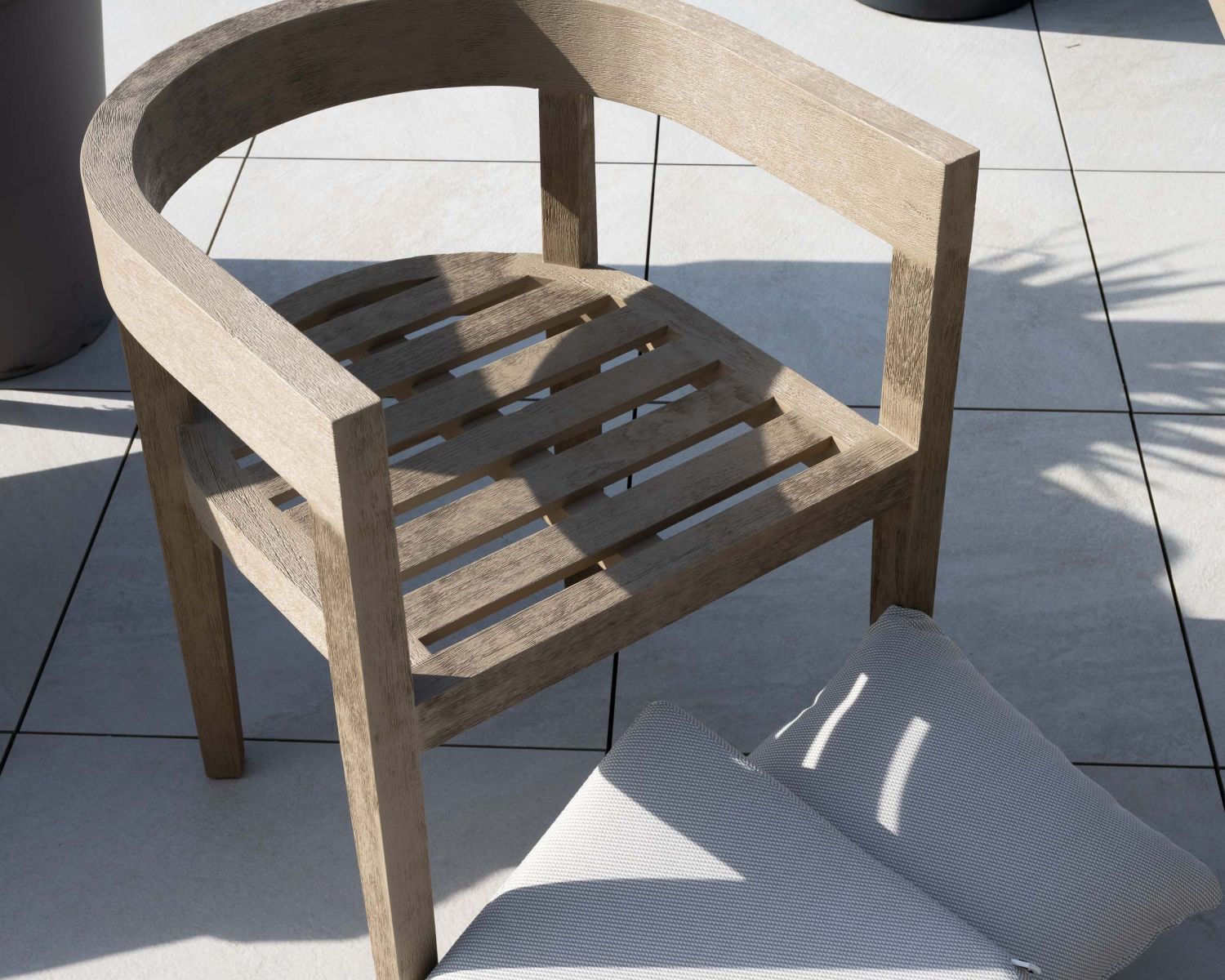 Sedia da pranzo per esterni in teak di alta gamma "Blois", finitura grigia