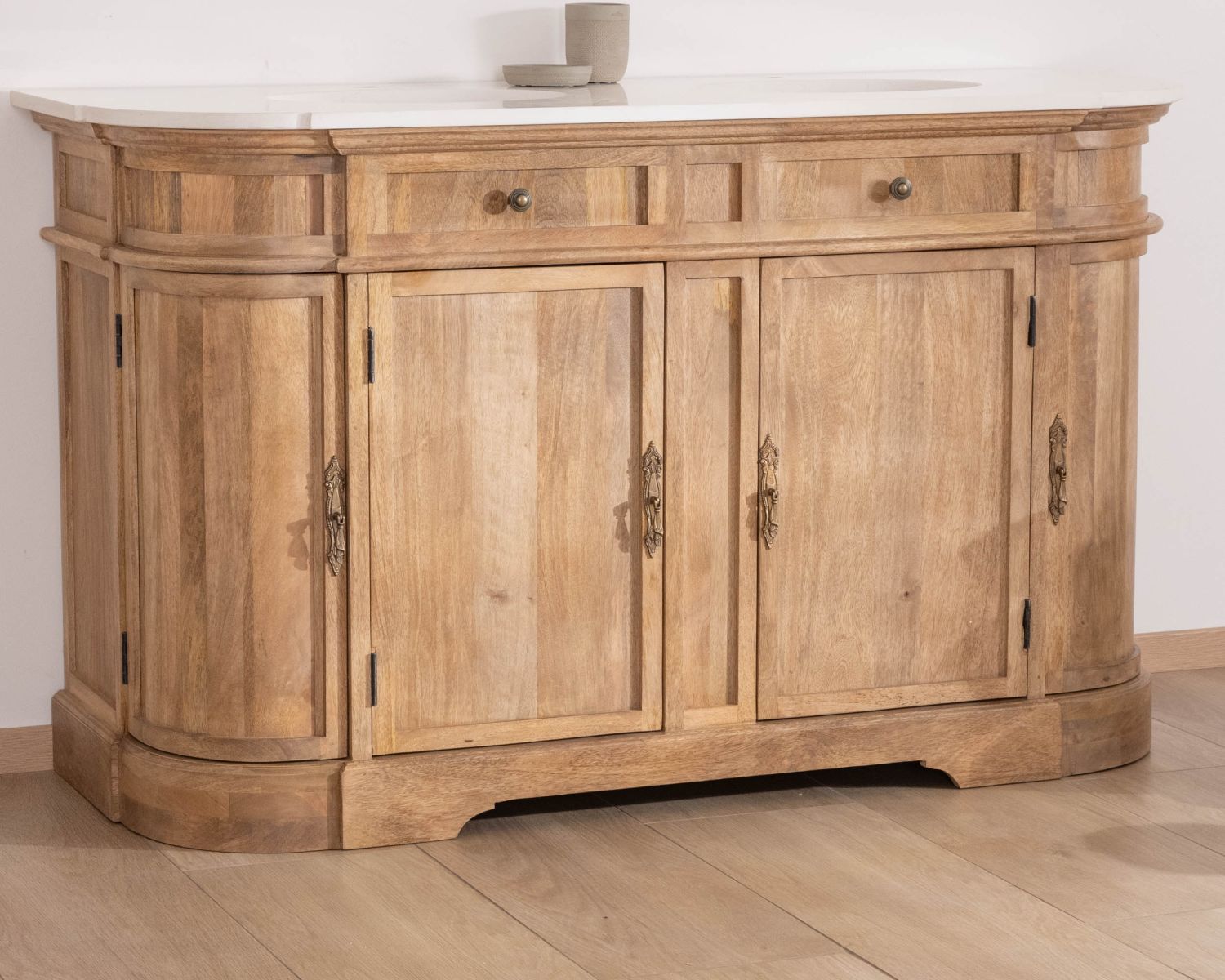 Mobiletto doppio "Eglantine" in legno e quarzo 150 cm