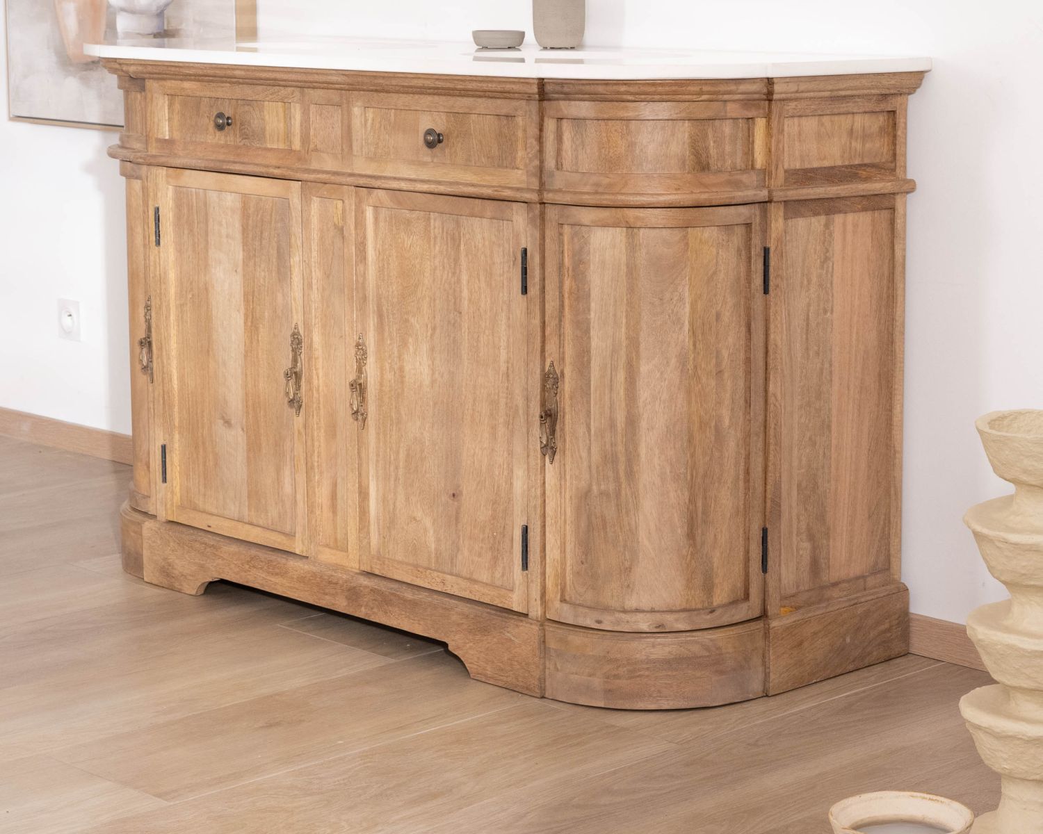 Mobiletto doppio "Eglantine" in legno e quarzo 150 cm