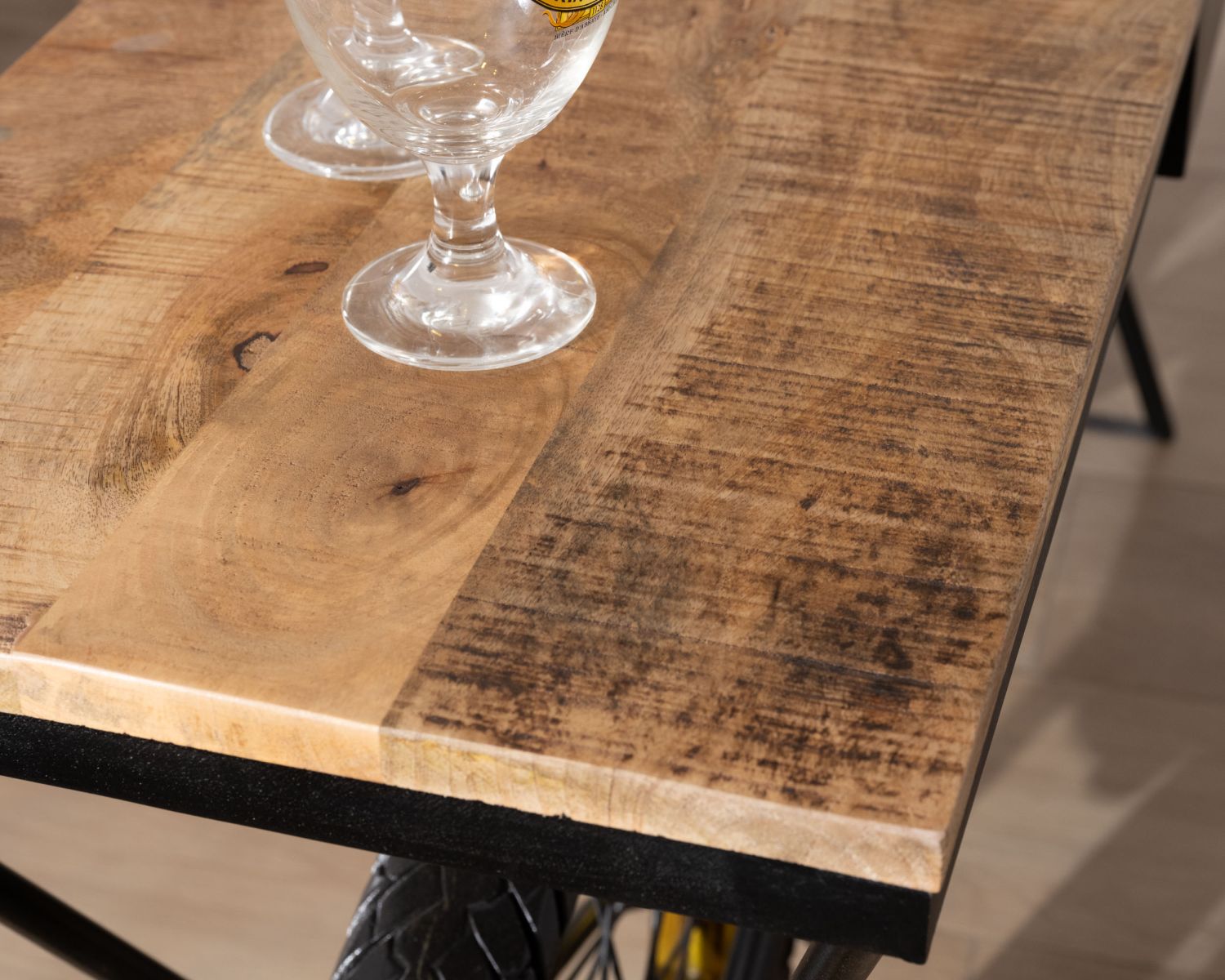 Console per moto "Crazy" ultra originale in legno e metallo nero d'epoca