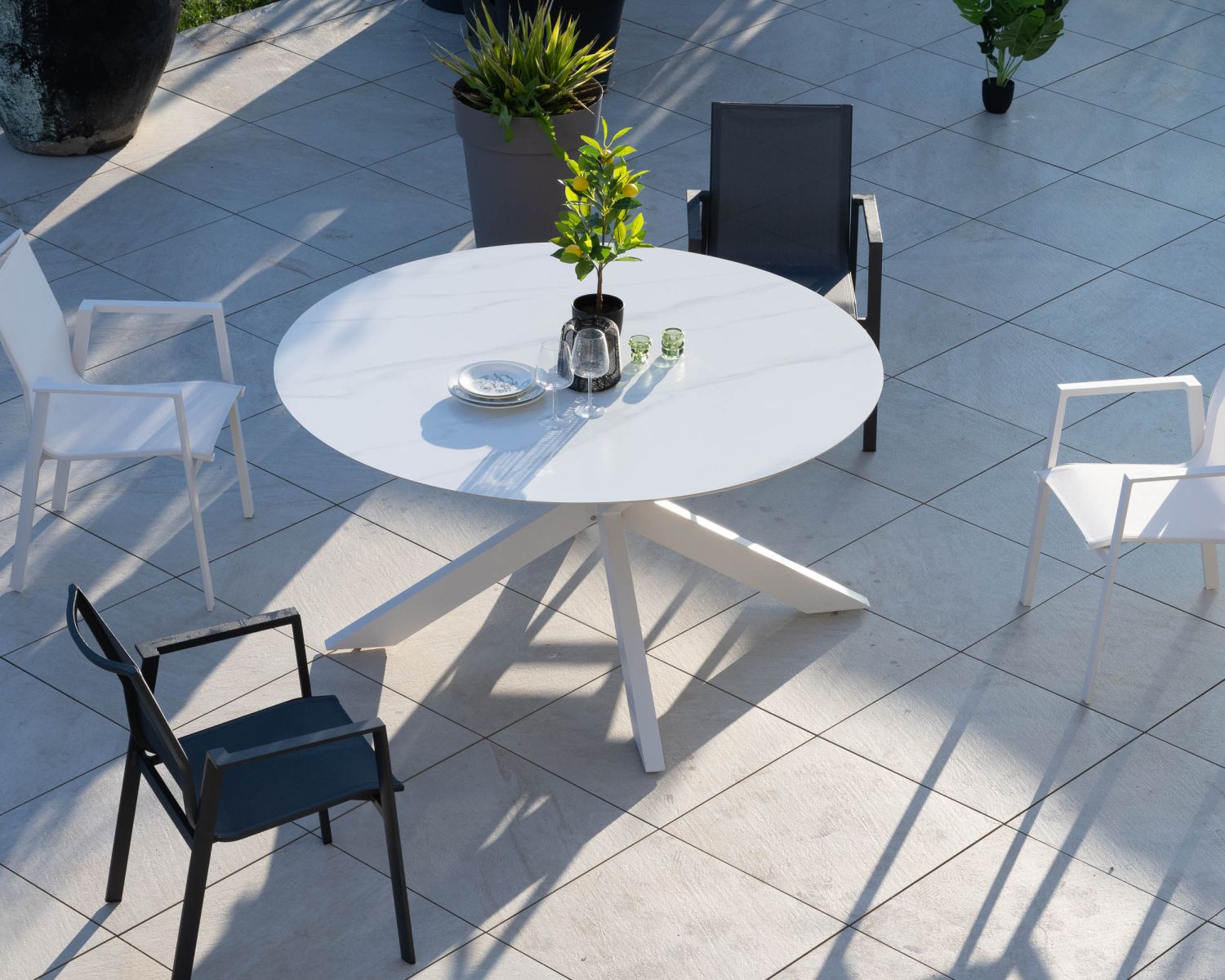 Sedia da giardino "Campobello" in alluminio e tessuto color antracite