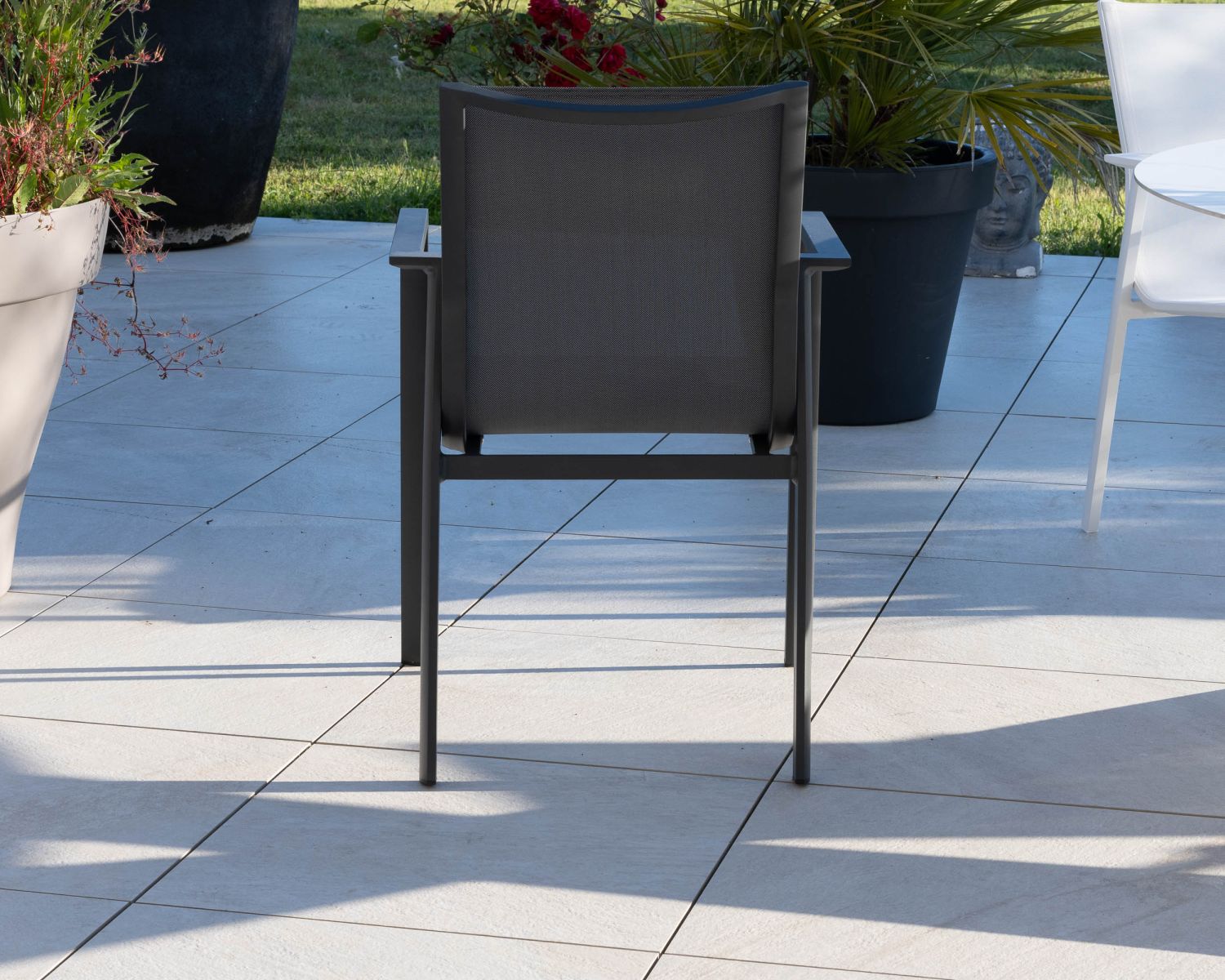 Sedia da giardino "Campobello" in alluminio e tessuto color antracite