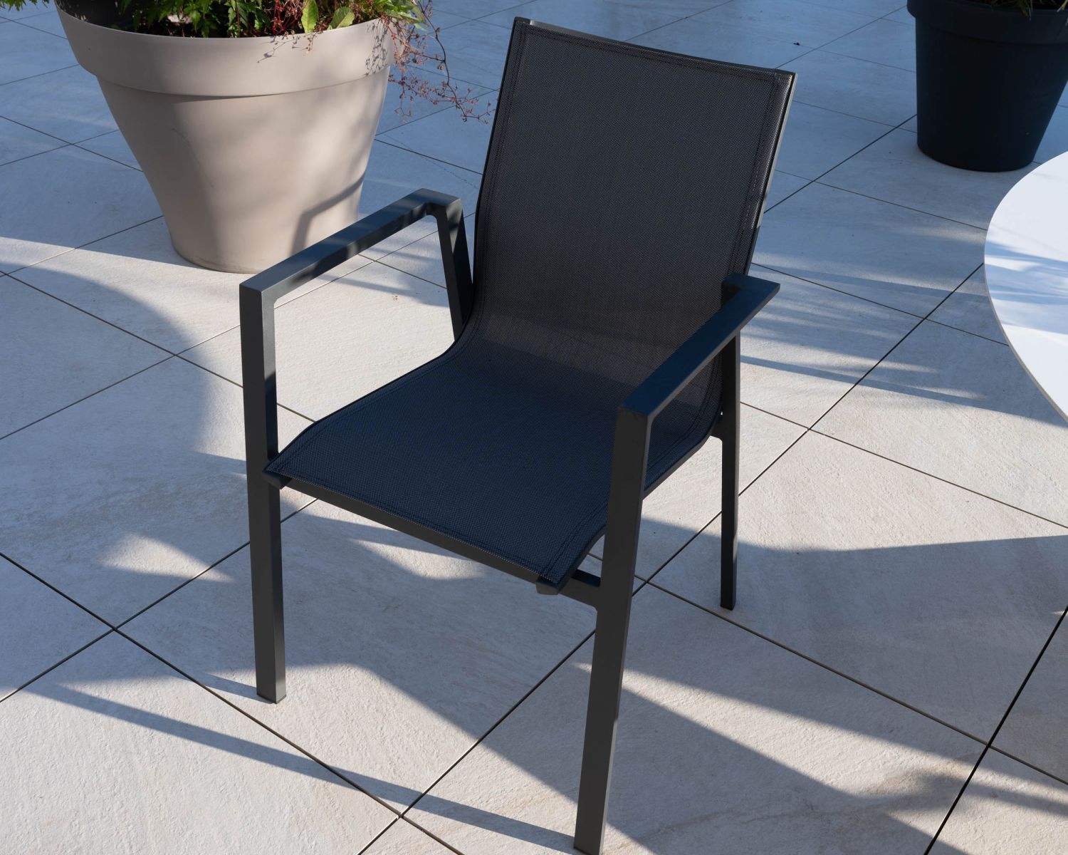 Sedia da giardino "Campobello" in alluminio e tessuto color antracite