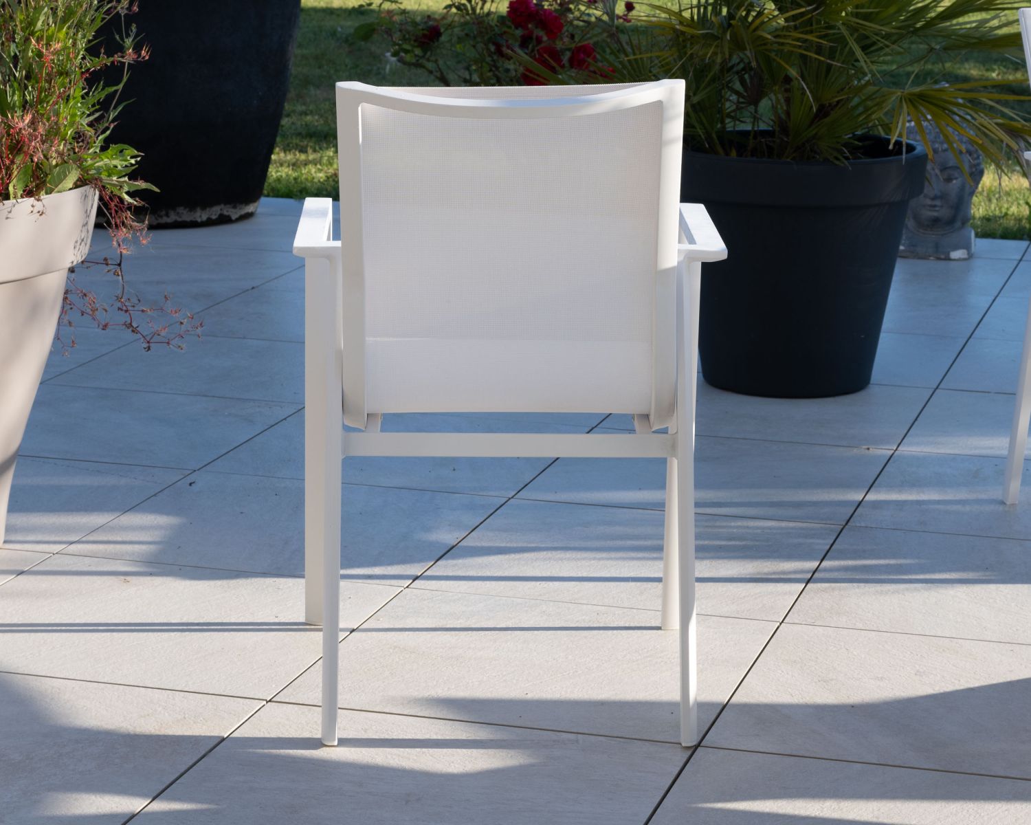 Sedia da giardino di design "Campobello" in alluminio bianco e textilene