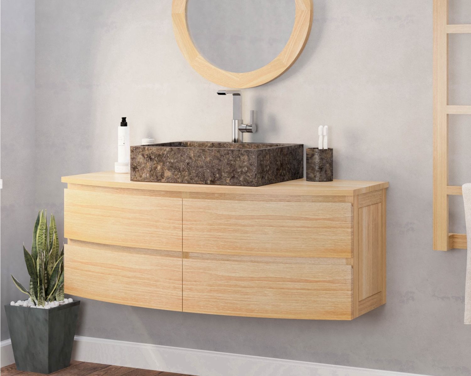 Mobiletto HanoÏ" sospeso in teak 120 cm