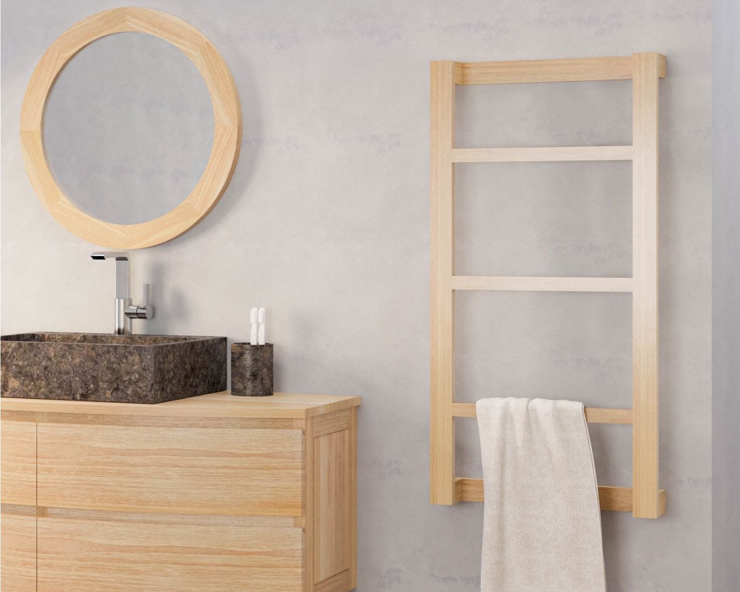 Portasciugamani da parete in teak