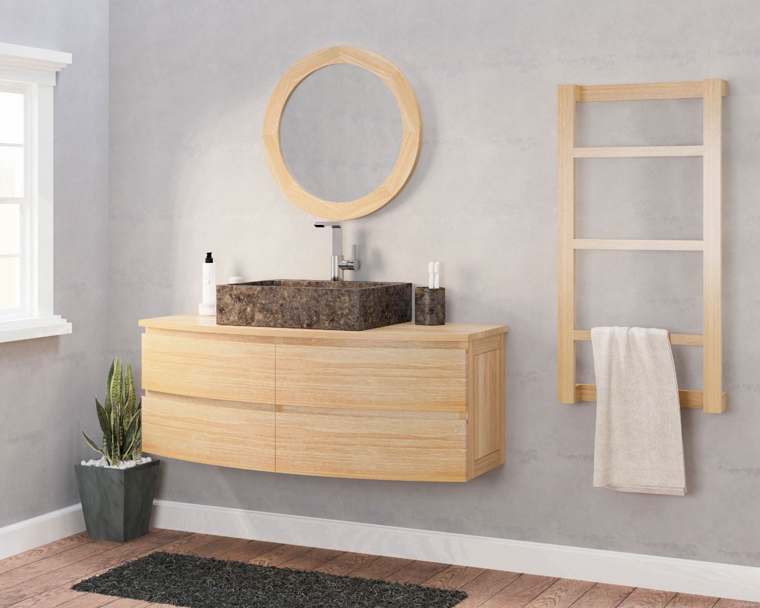 Mobiletto HanoÏ" sospeso in teak 120 cm