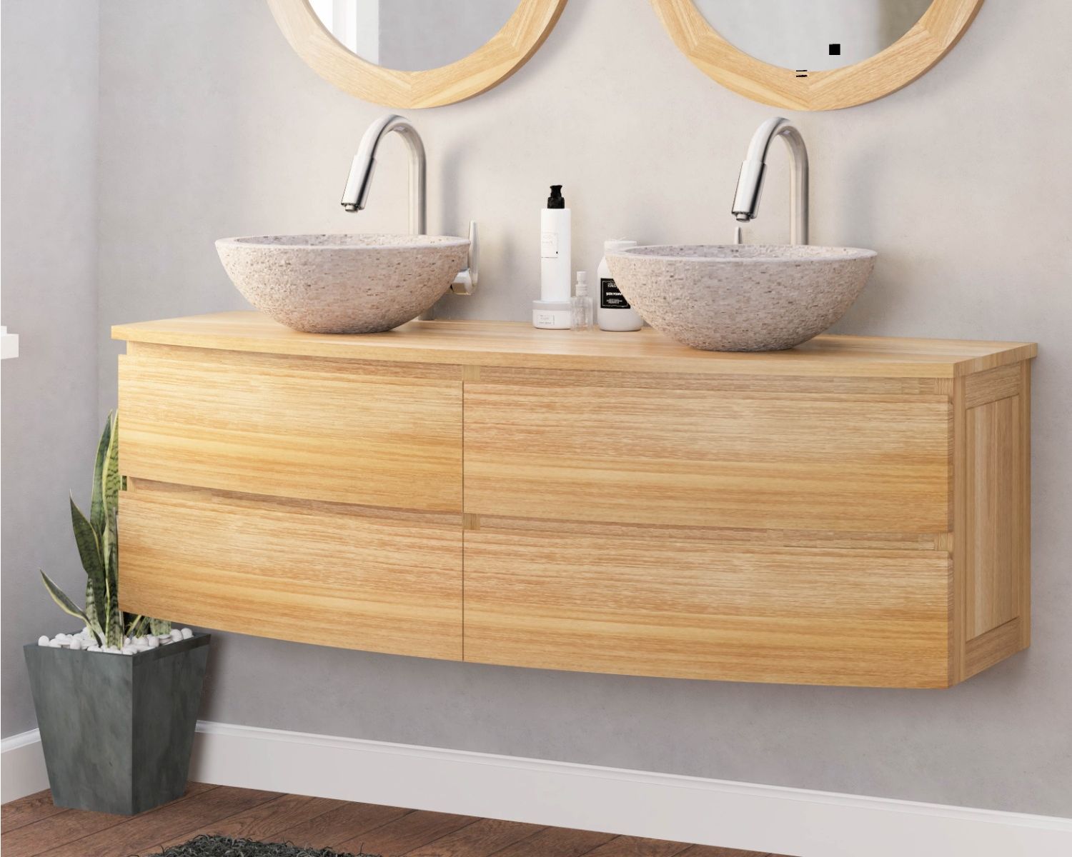 Mobiletto sospeso in teak "HanoÏ" 140 cm