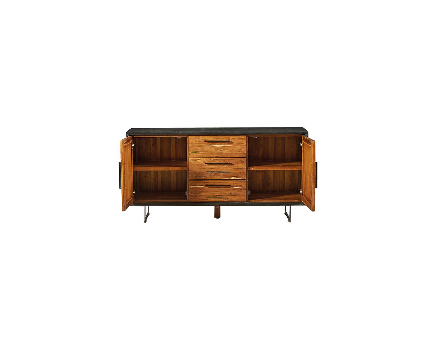 Credenza da pranzo "Ilowa" in legno di teak recuperato e metallo da 160 cm