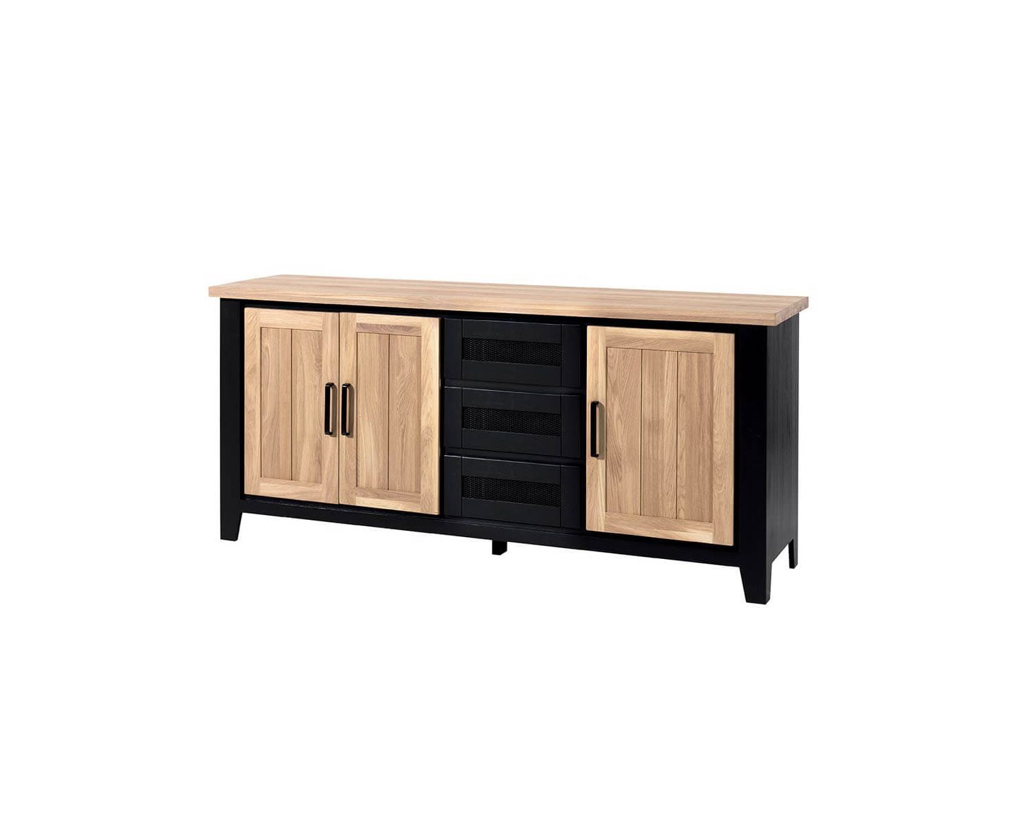 Grande credenza bicolore in stile loft "Ashland" in legno massiccio e metallo