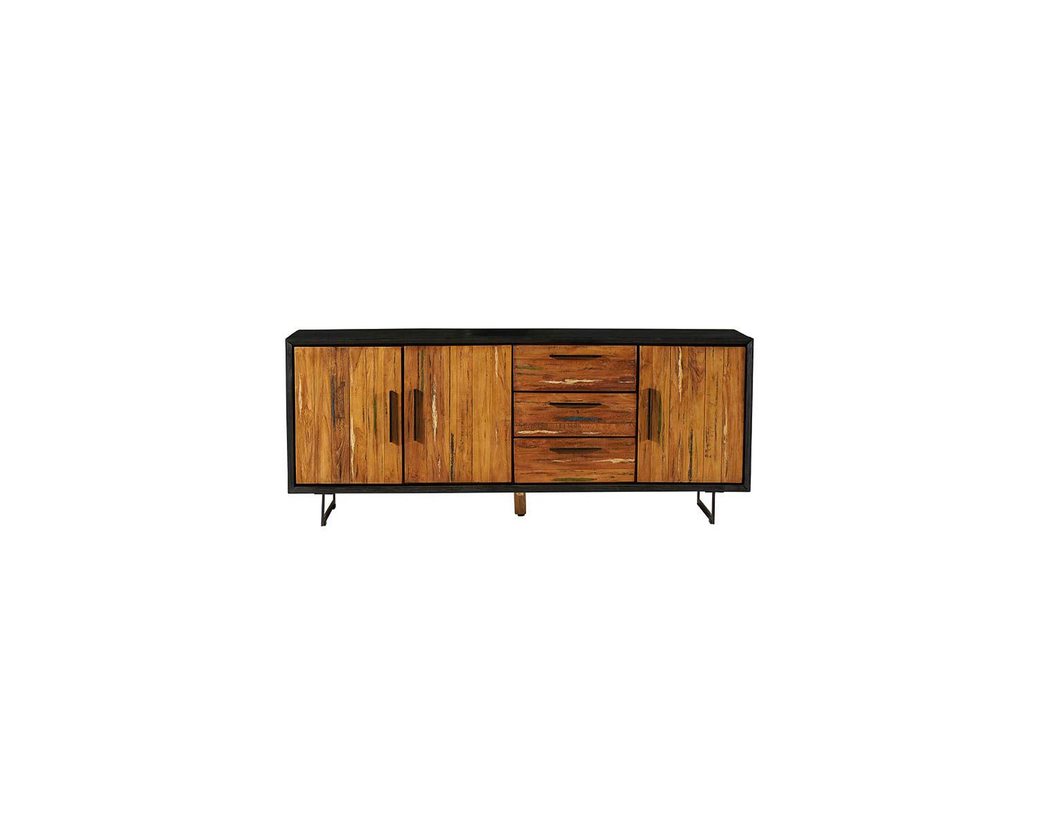 Credenza per sala da pranzo "Ilowa" in legno di teak recuperato e metallo 200 cm