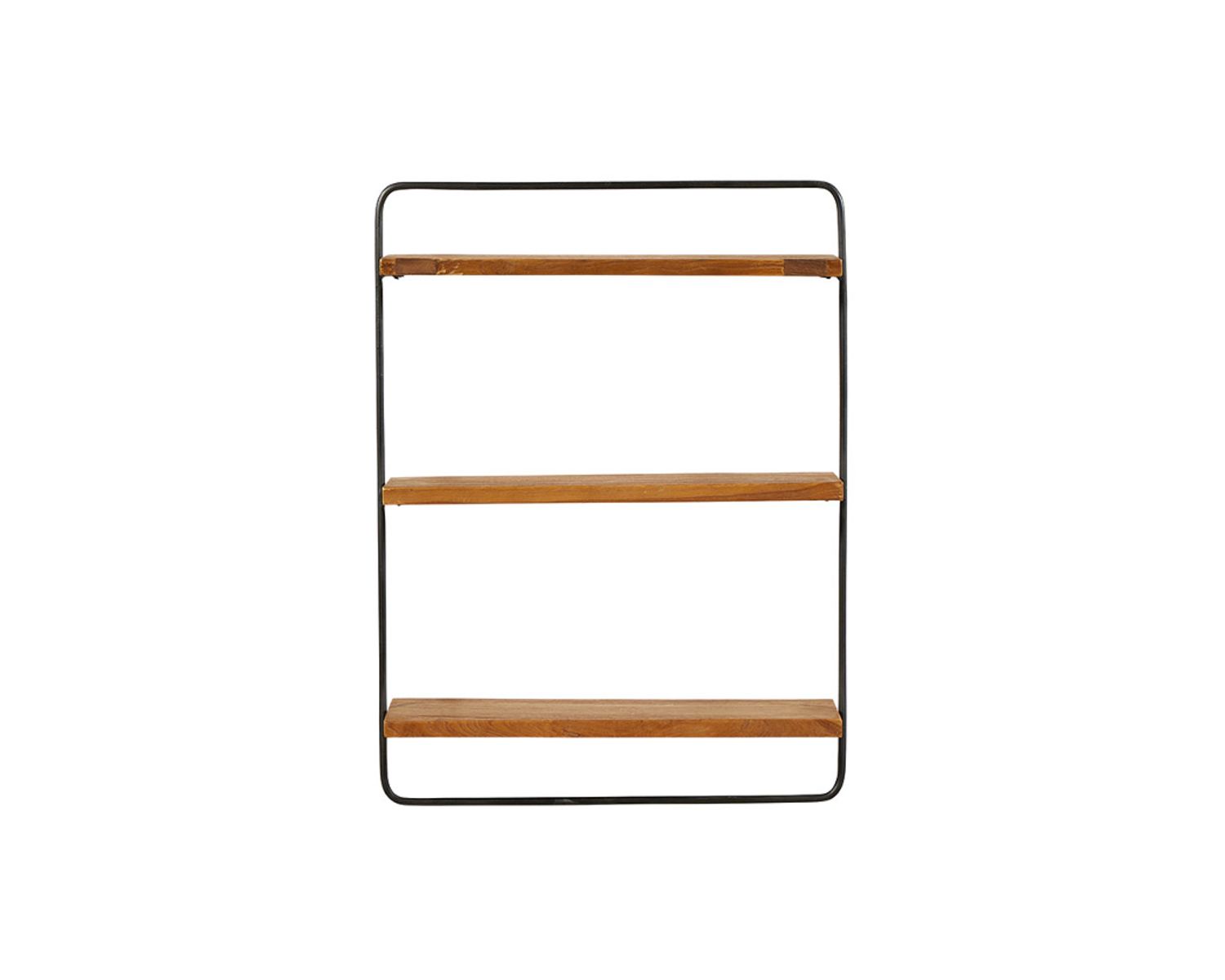 Mensola a muro "Tahara" in teak naturale rigenerato e metallo