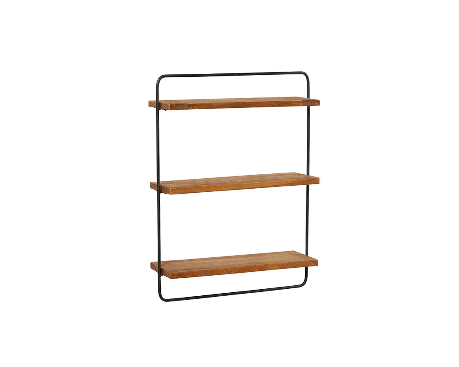 Mensola a muro "Tahara" in teak naturale rigenerato e metallo