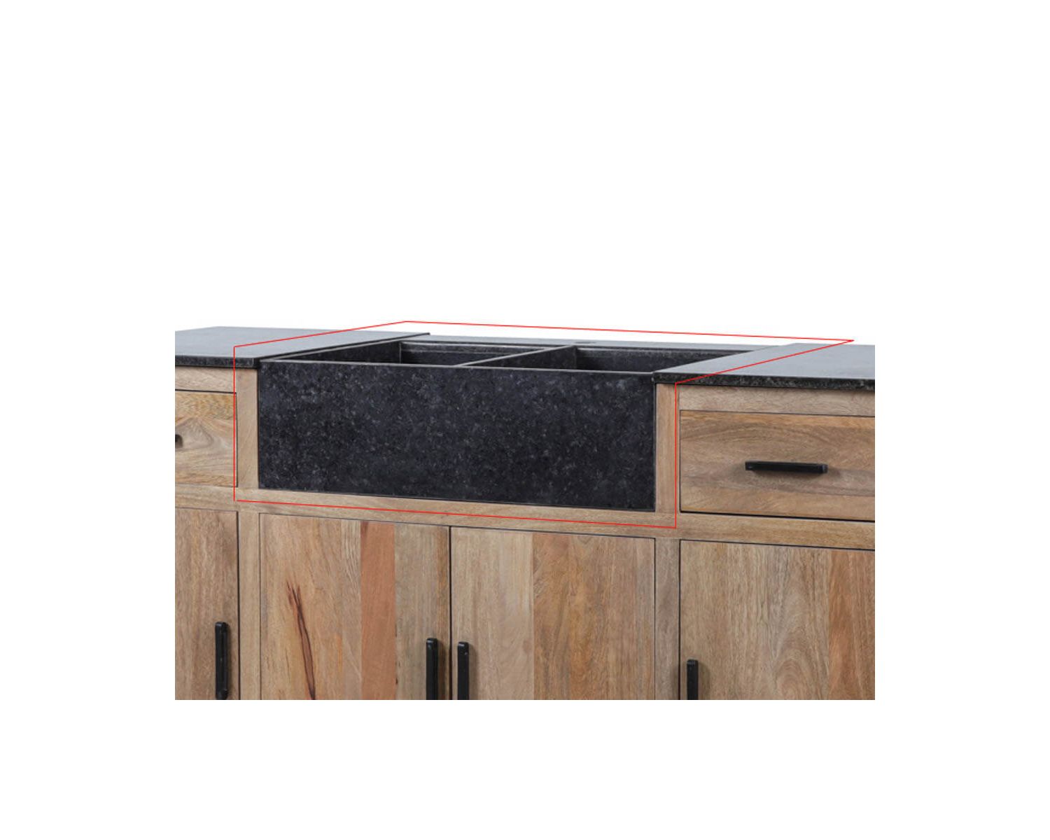 Grande lavello doppio "Grand Chef" in pietra naturale nera