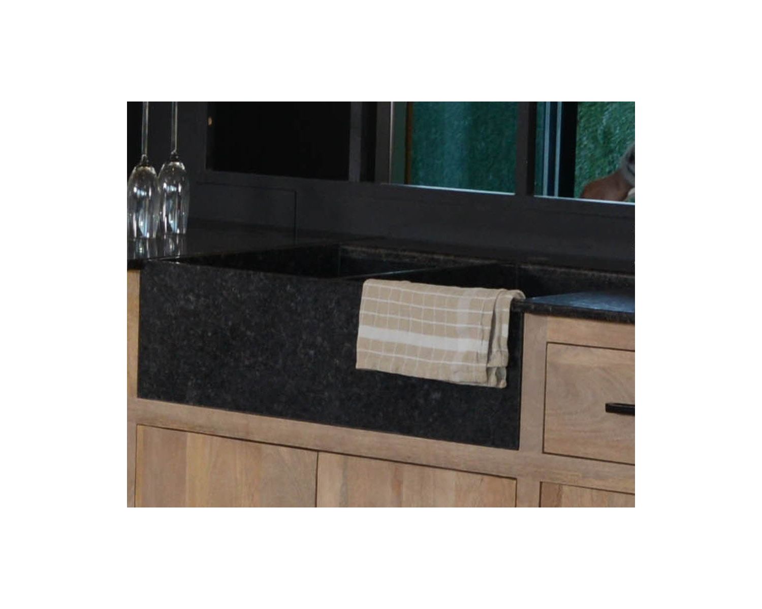 Lavello a doppio scarico in granito nero "Grand Chef / Atelier"