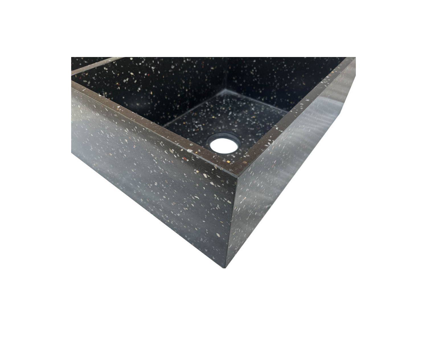 Grande lavello doppio in terrazzo nero