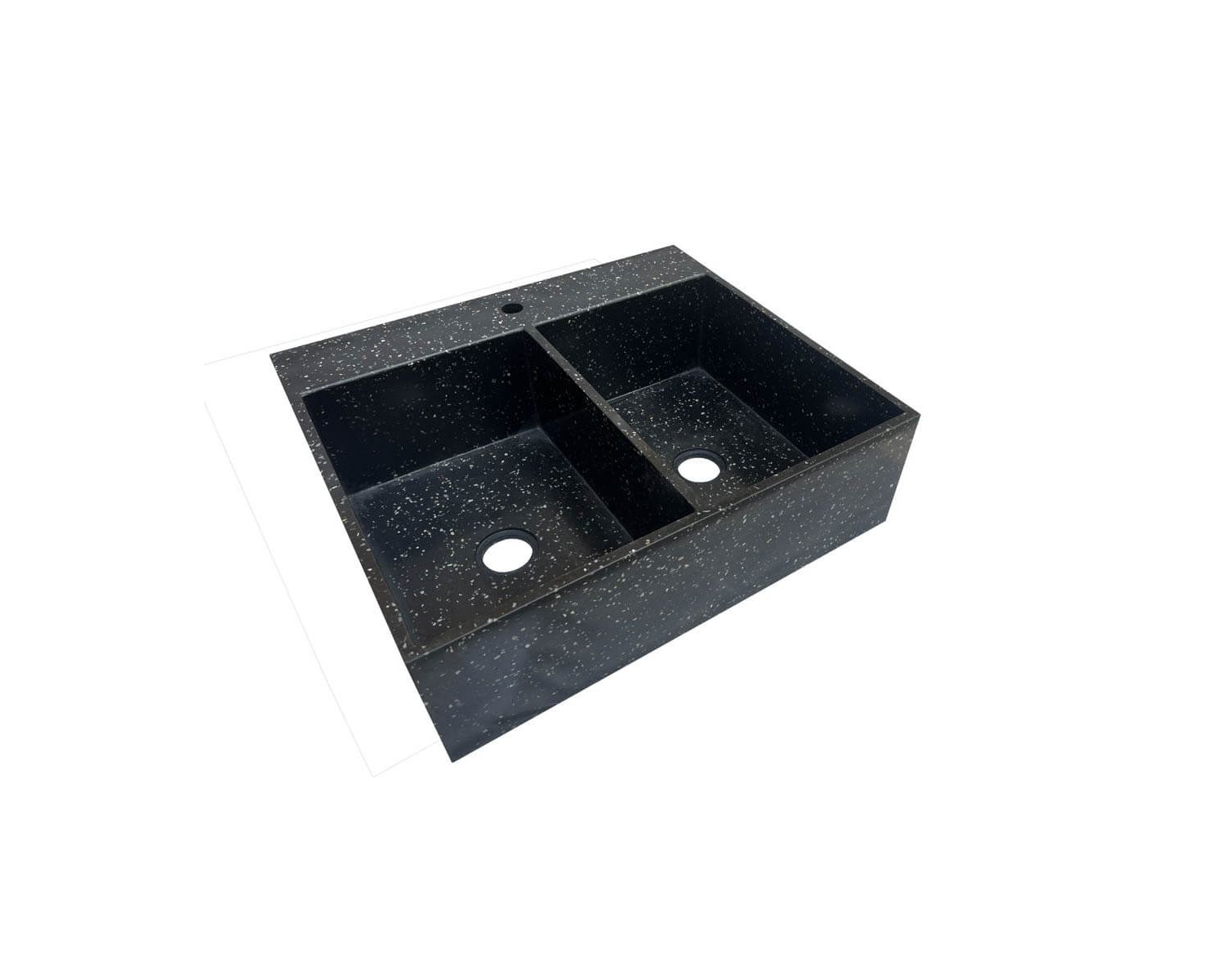 Grande lavello doppio in terrazzo nero