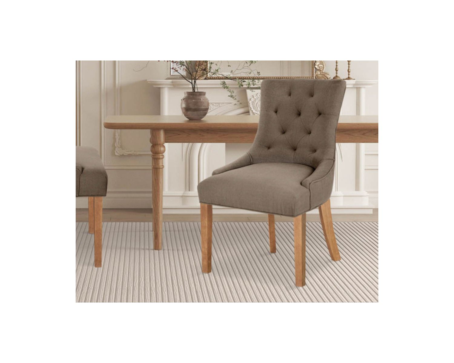 Set di 2 eleganti sedie imbottite color tortora in tessuto "Charme" e legno