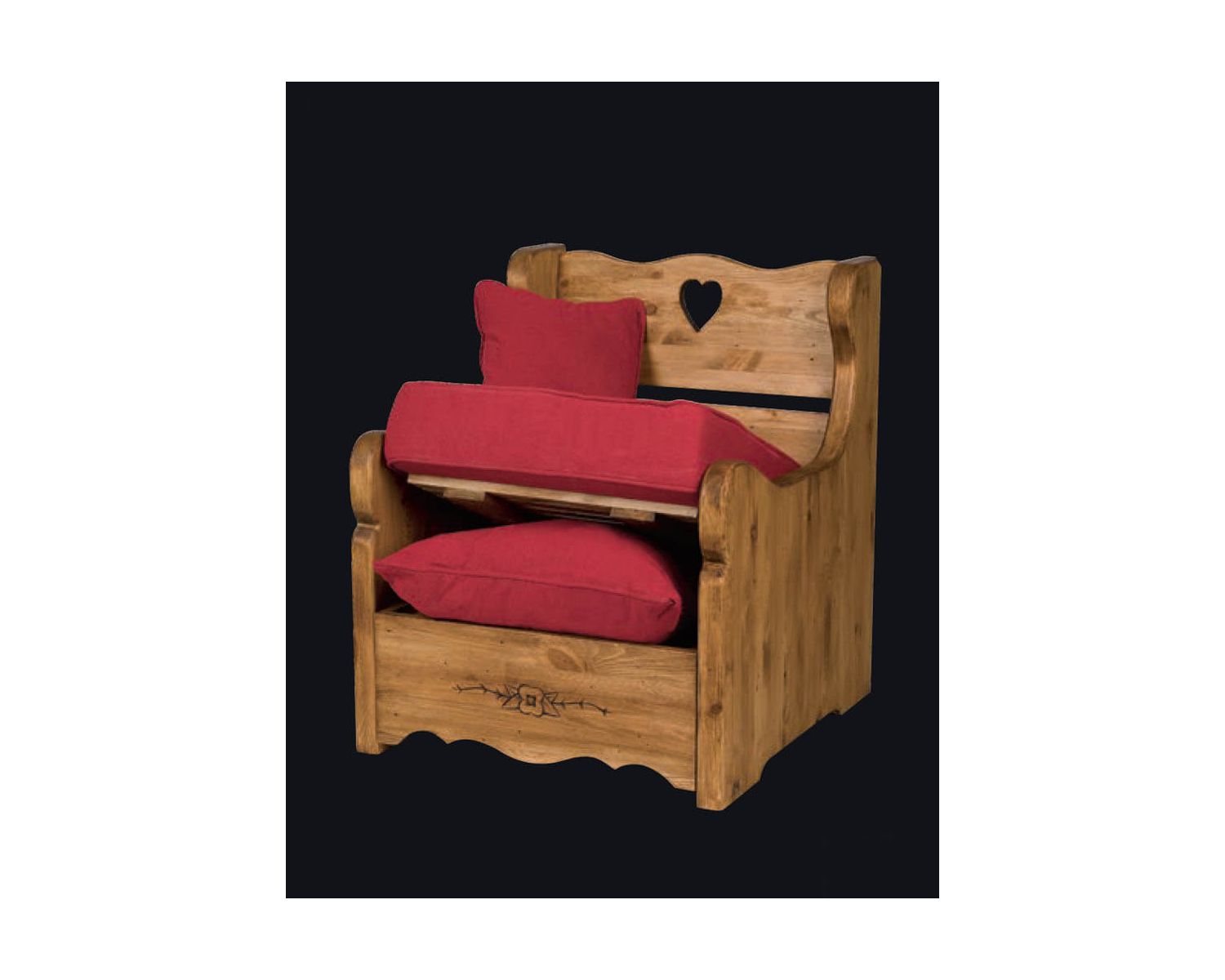 Poltrona in stile rustico in pino massiccio e tessuto "Alaska" a scelta