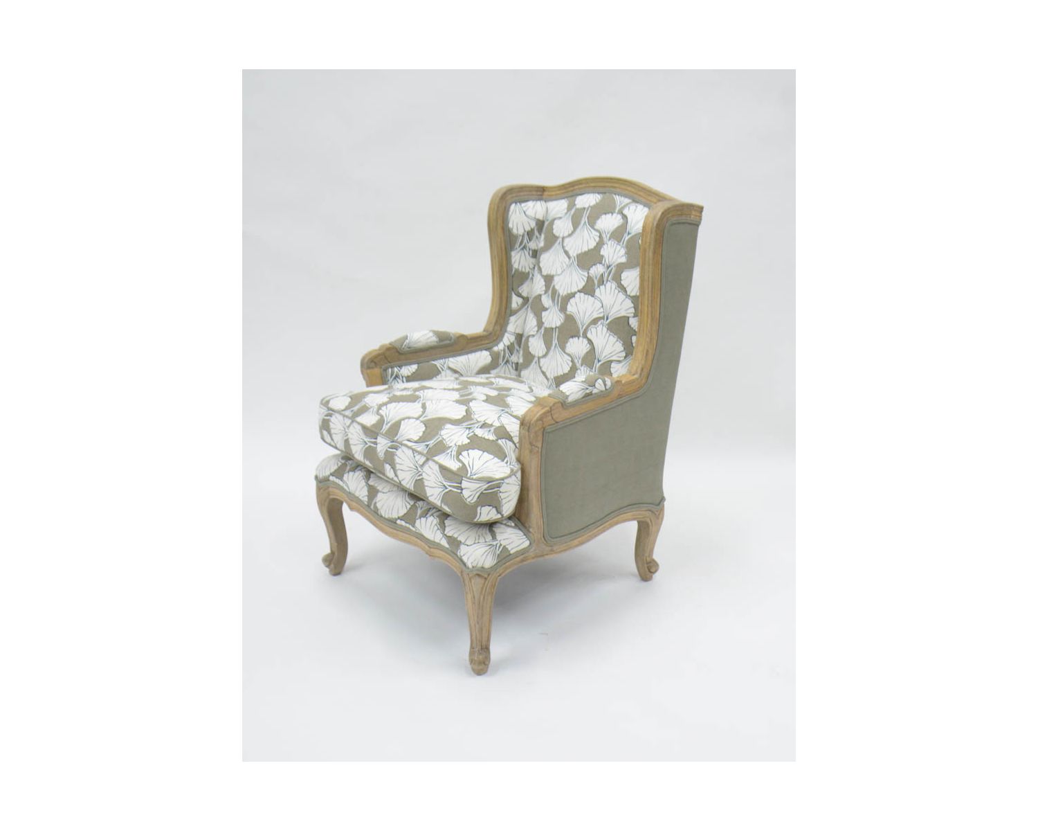 Sedia da pastore "Sofia" con stampa ginko color tortora e crema, ultraconfortevole