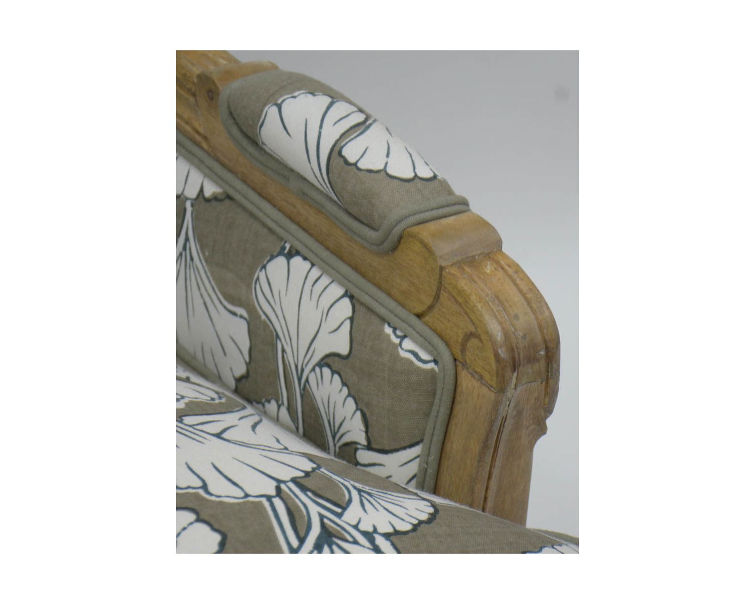 Sedia da pastore "Sofia" con stampa ginko color tortora e crema, ultraconfortevole