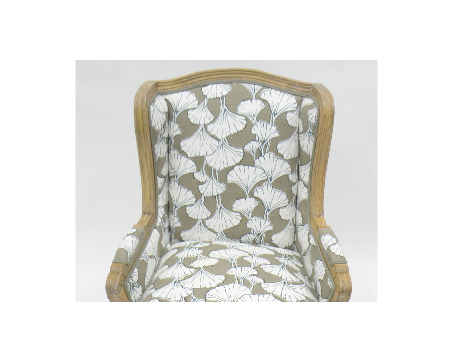 Sedia da pastore "Sofia" con stampa ginko color tortora e crema, ultraconfortevole