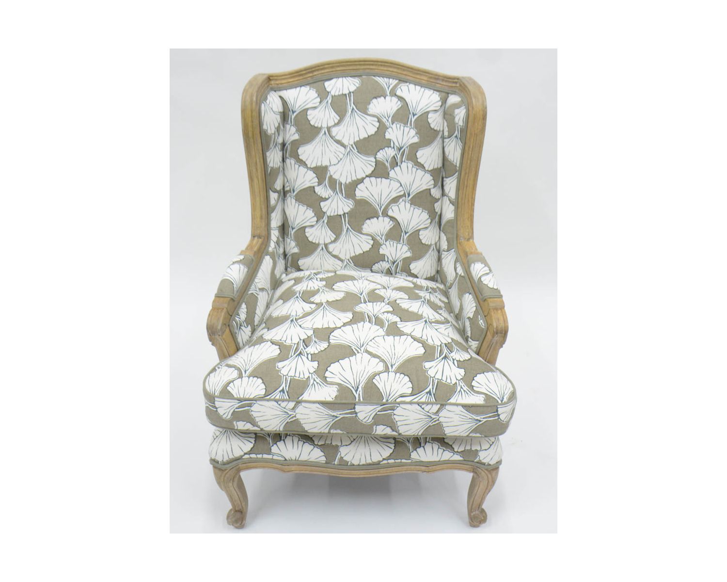 Sedia da pastore "Sofia" con stampa ginko color tortora e crema, ultraconfortevole