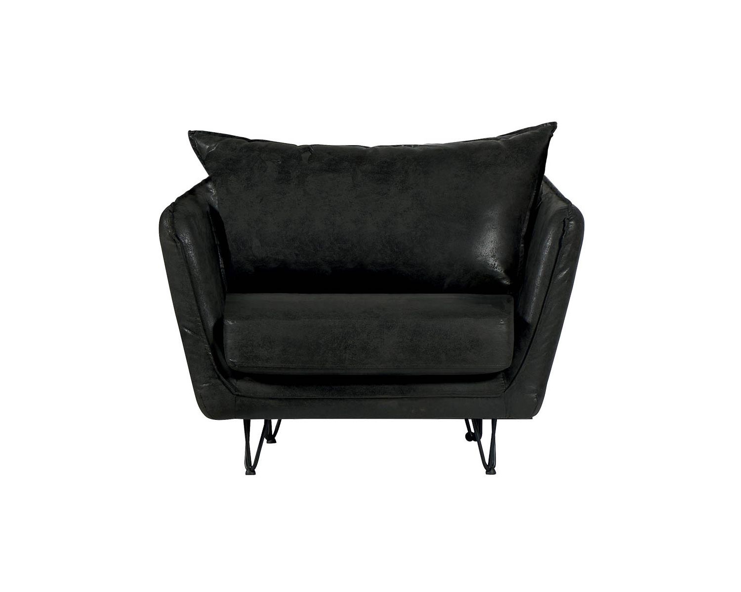 Poltrona club vintage "Hasting" in tessuto grigio scuro morbido al tatto