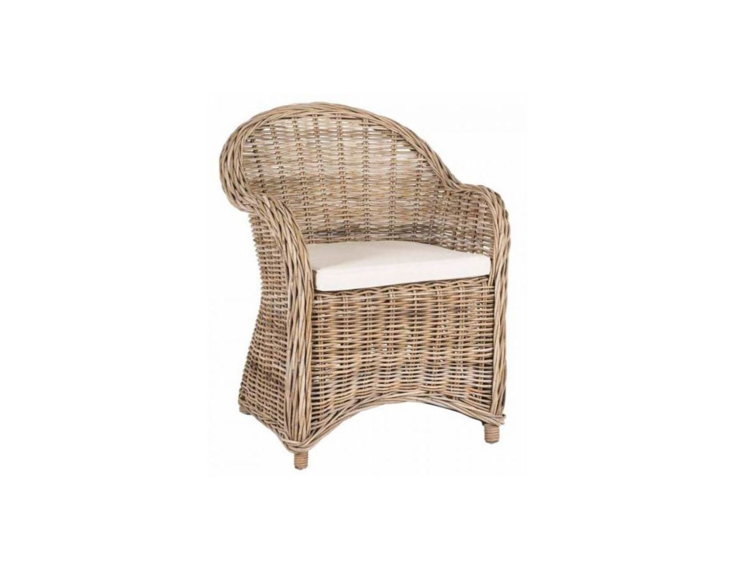 Poltrona da giardino "Balangan Beach" in kubu rattan grigio con seduta in tessuto