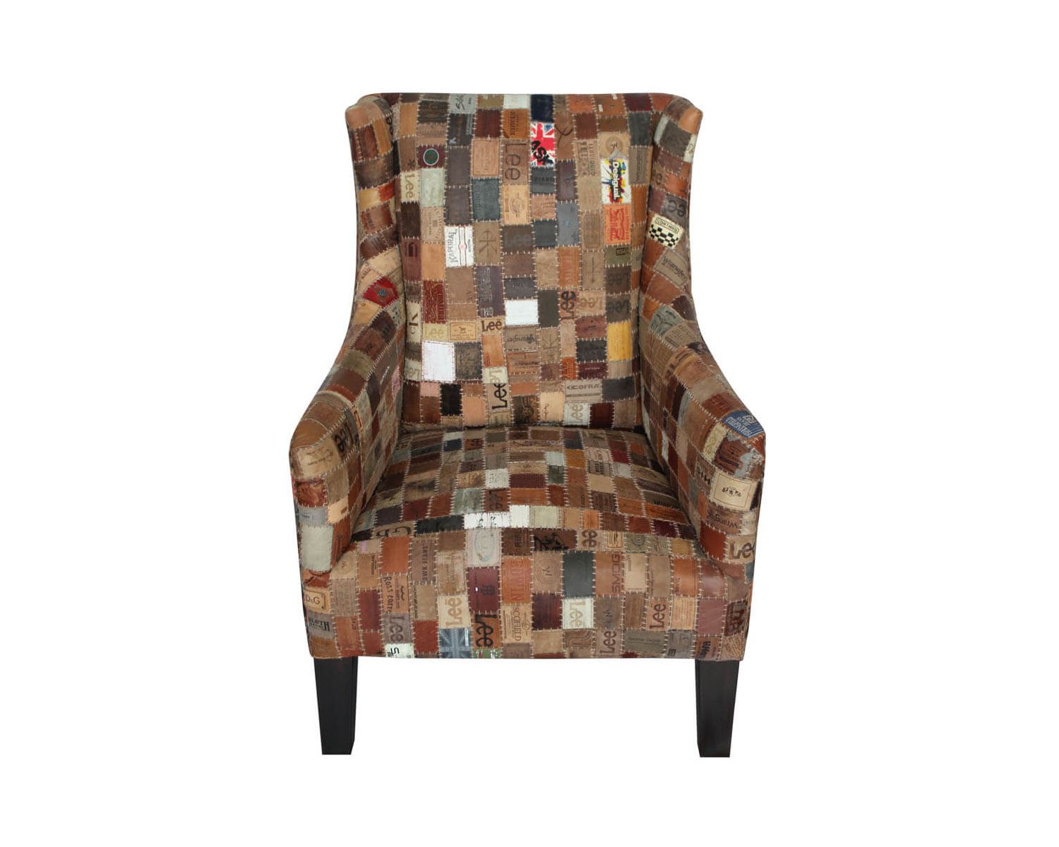 100% unica sedia da pastore "Pop Vintage" in tessuto e legno riciclato