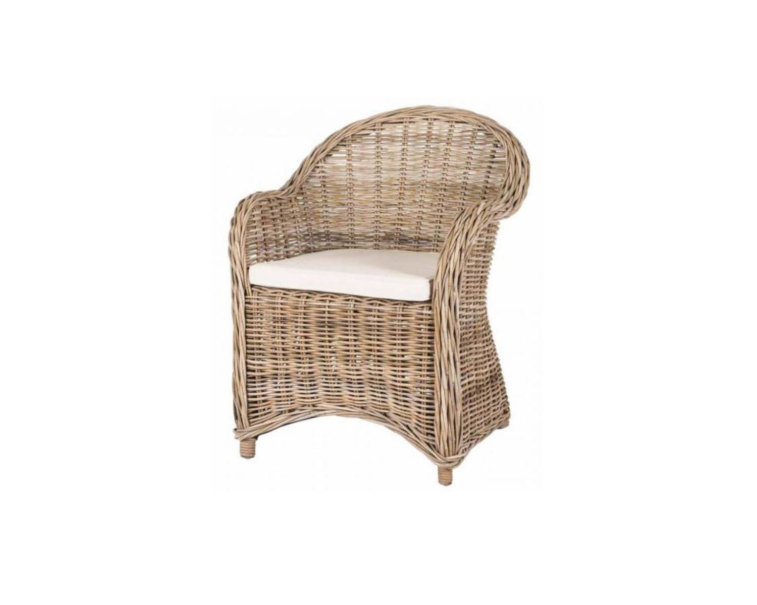 Poltrona da giardino "Balangan Beach" in kubu rattan grigio con seduta in tessuto