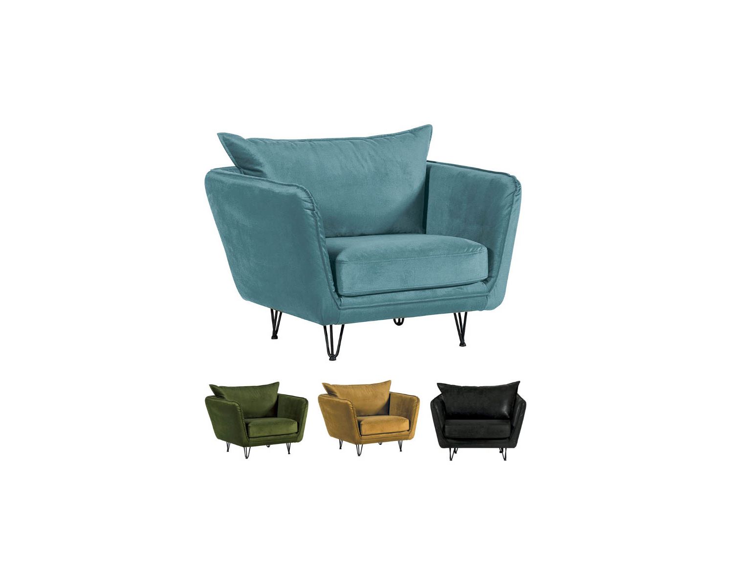 Poltrona club vintage "Hasting" in tessuto grigio scuro morbido al tatto