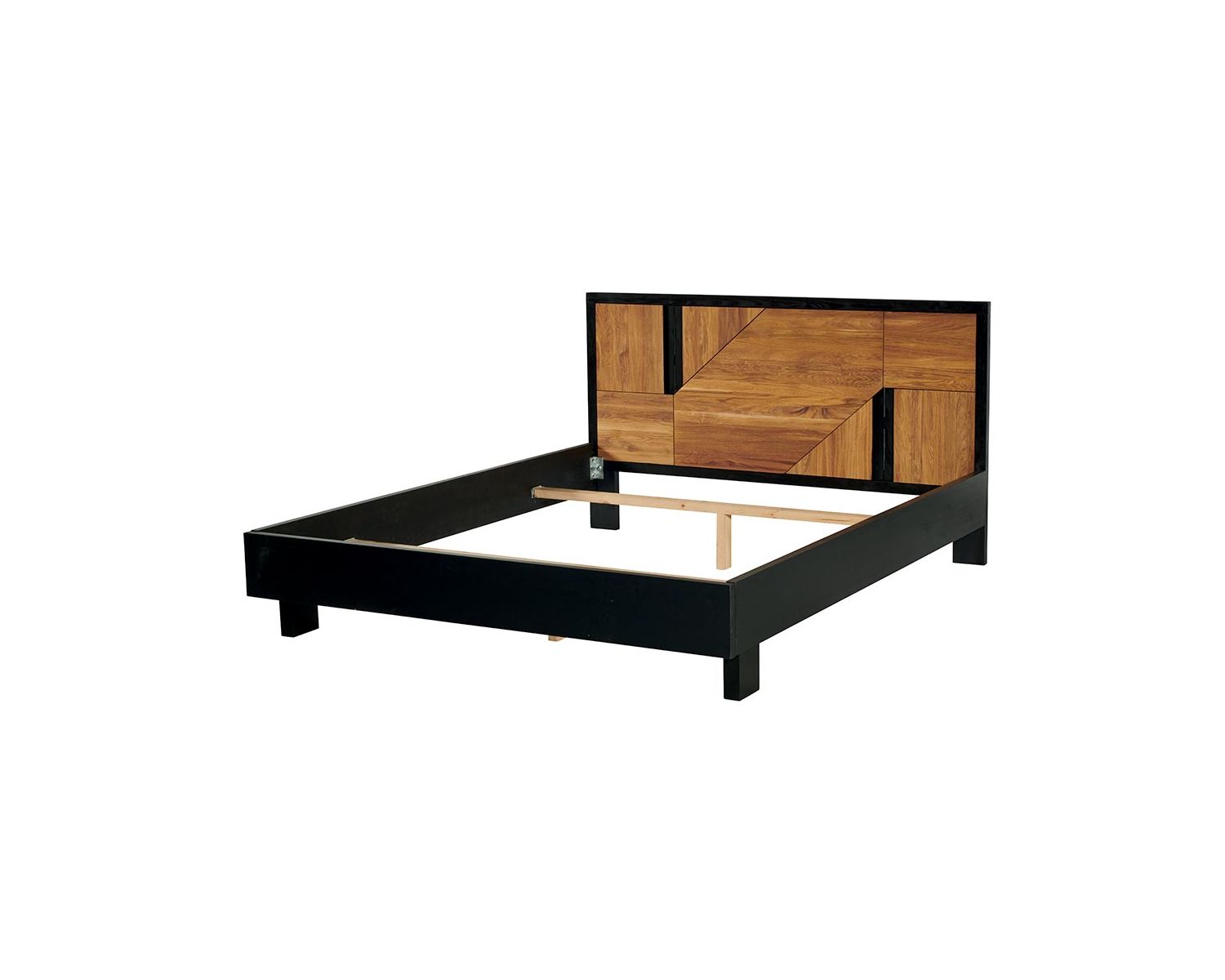 Letto "Flix" stile grafico 160x200 legno e nero