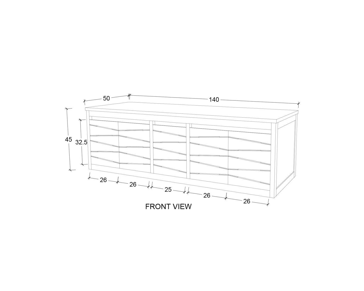 Mobiletto sospeso in teak "Moho" 140 cm