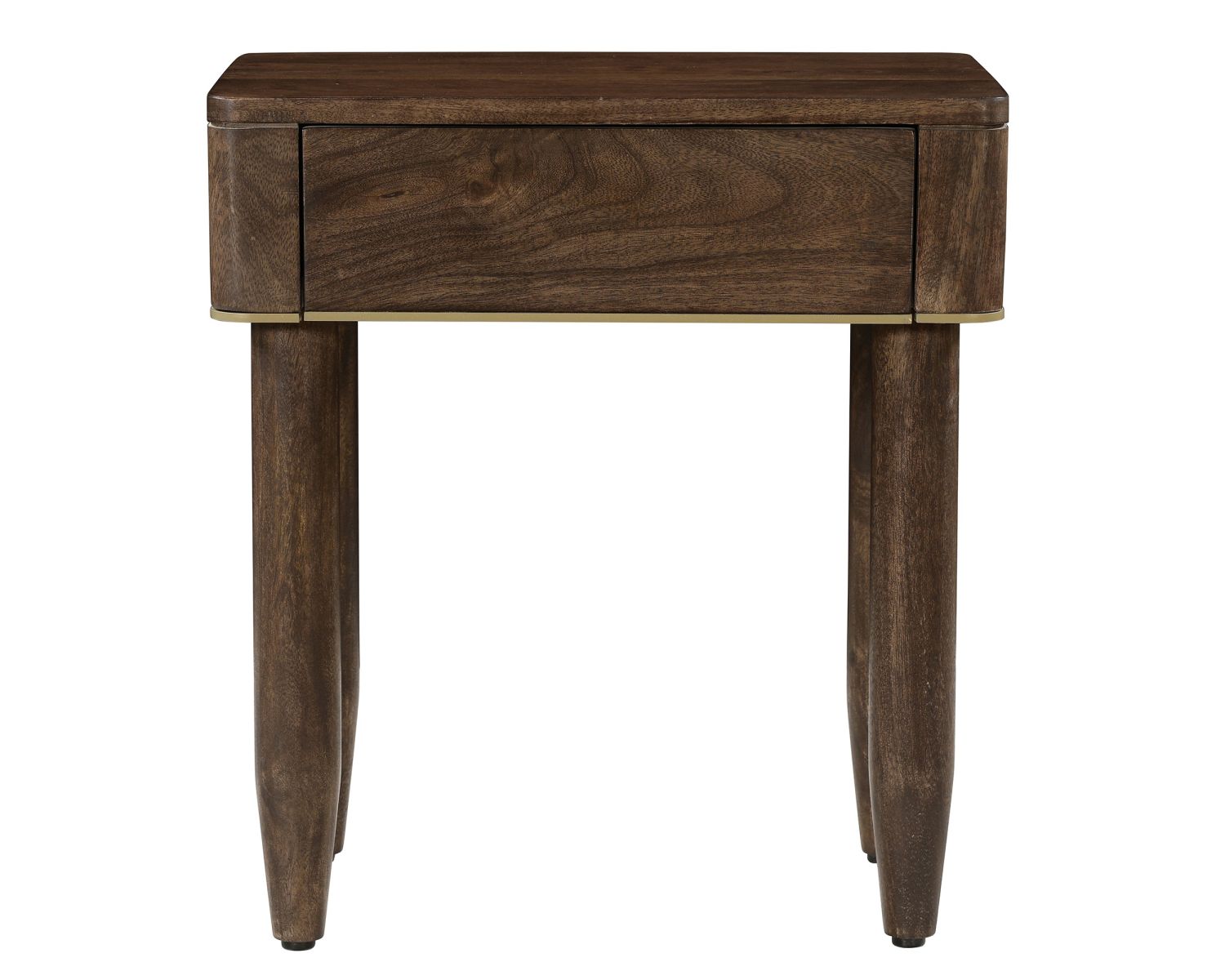 Comodino in stile retrò "Loopie" in legno di mango scuro