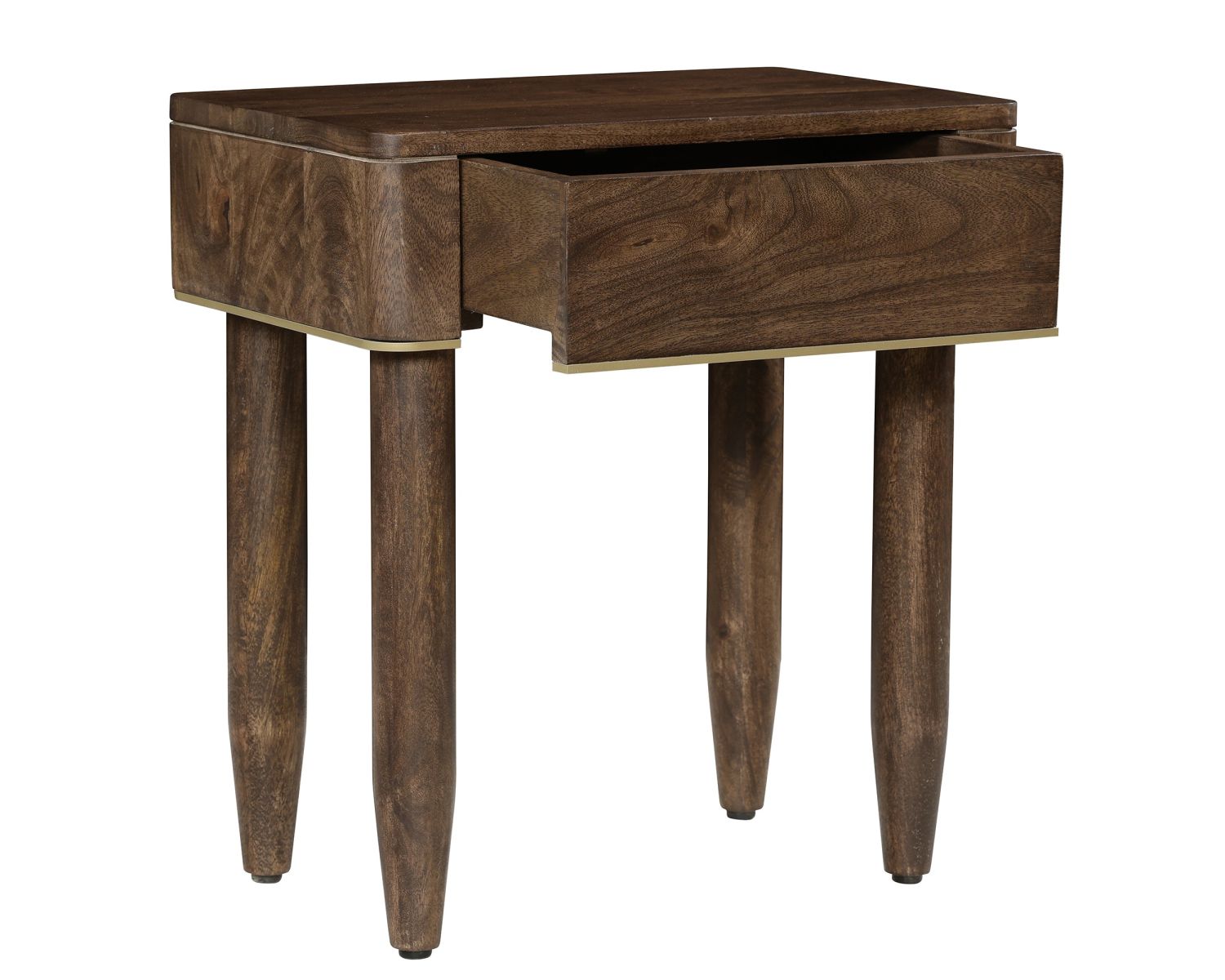 Comodino in stile retrò "Loopie" in legno di mango scuro