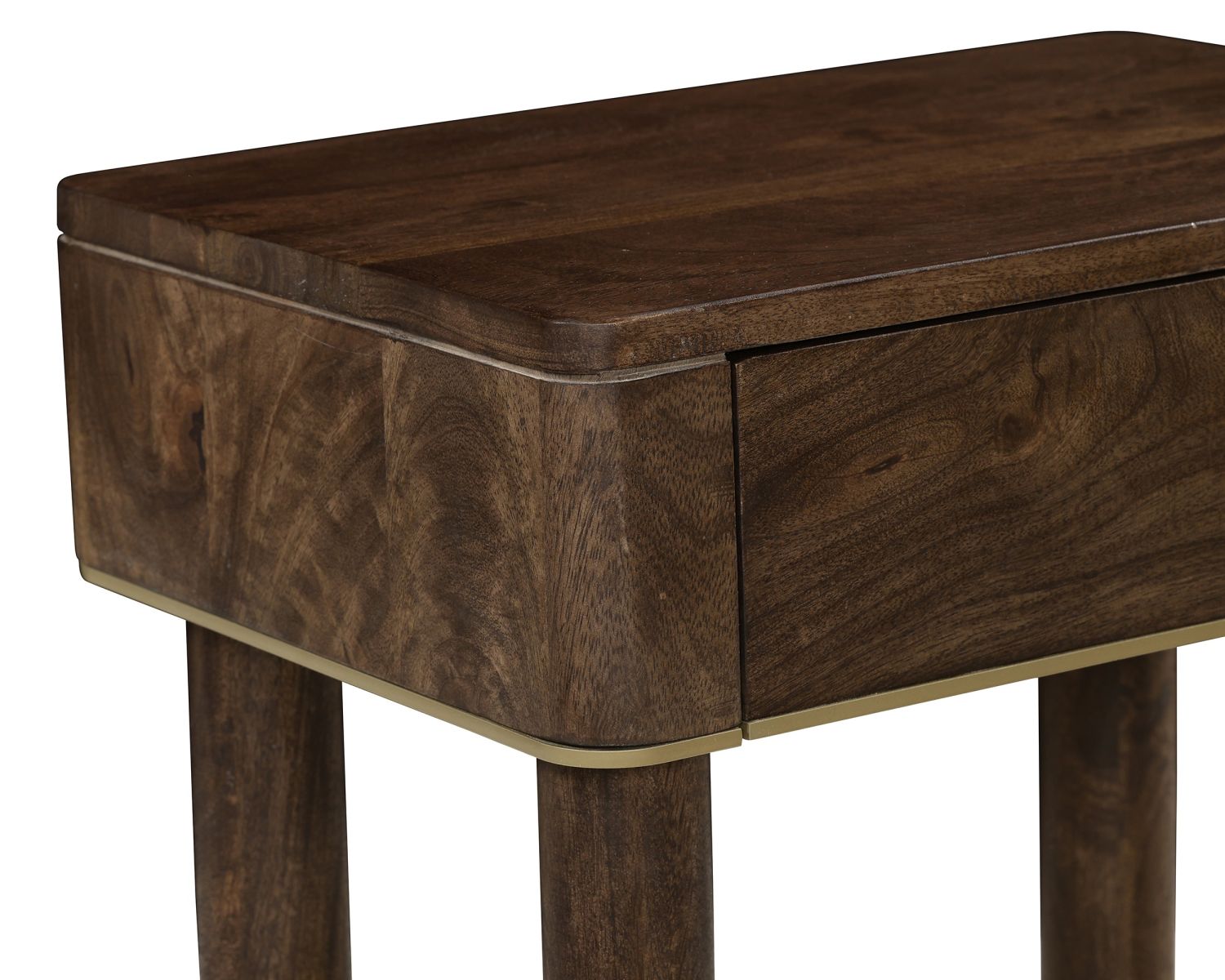 Comodino in stile retrò "Loopie" in legno di mango scuro
