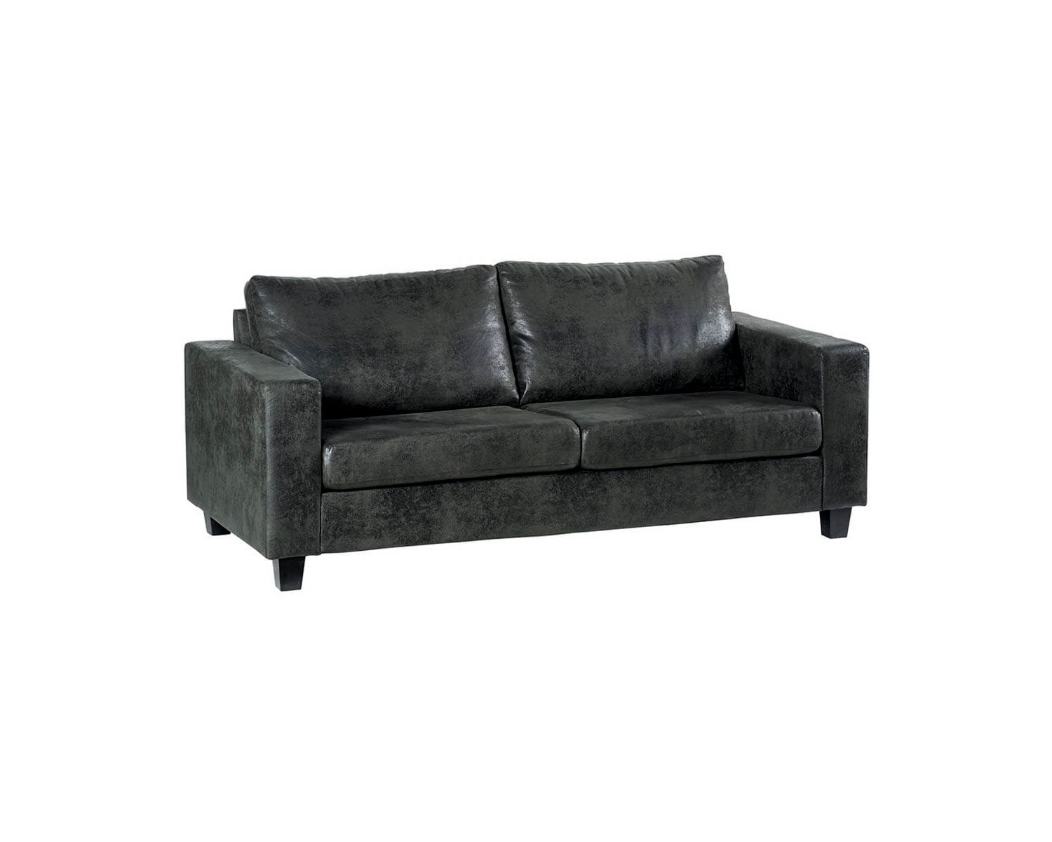 Divano dritto "Thomson" a 3 posti in tessuto microfibra grigio scuro