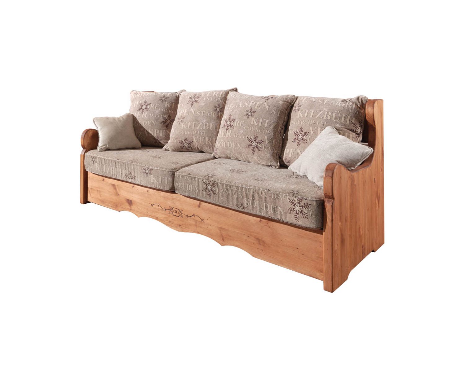 Divano "Alaska" a 3 posti in stile montano con tessuto a scelta