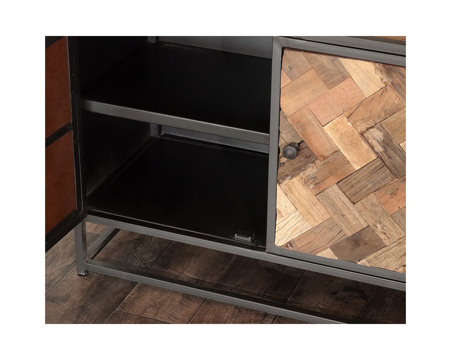 Libreria industriale 180x90 cm in metallo grigio e mango "Kaloupilé